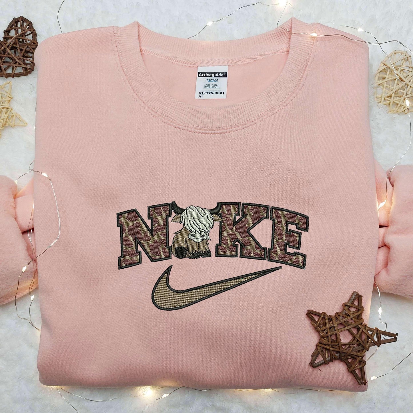 Brown Bull x Nike Embroidered Shirt Custom Nike Embroidered Shirt Cartoon Embroidered Shirt