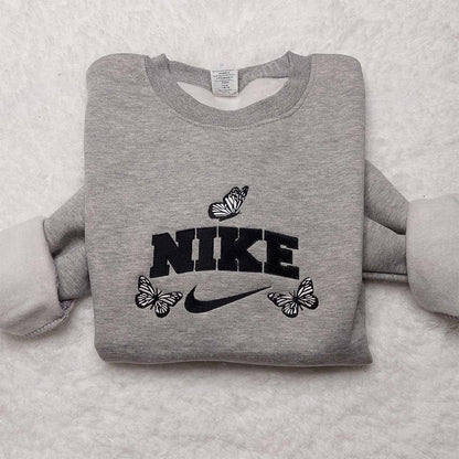 Butterfly Nike Embroidered Shirt, Custom Nike Embroidered Shirt, Gifts For Guy Friends