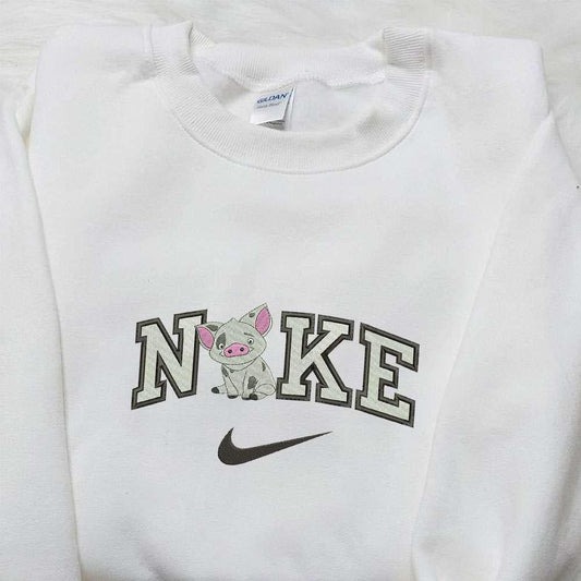 Swoosh x Pig Anime Embroidered Shirt Animal Embroidered Shirt Nike Inspired Embroidered T shirt