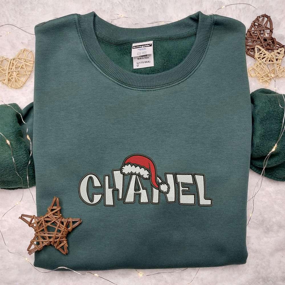 Chanel Christmas Hat Cake Embroidered Shirt Christmas Embroidered Hoodie Best Gifts For Family