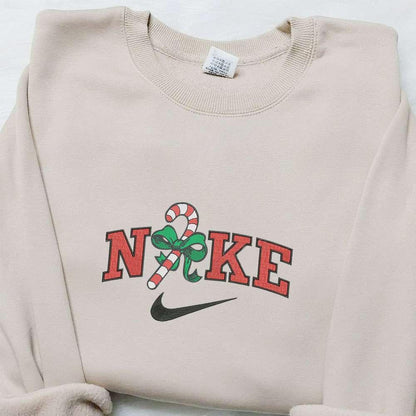 Candy Cane Gift x Nike Christmas Embroidered Sweatshirt Cartoon Christmas Embroidered Shirt Best Christmas Gift Ideas