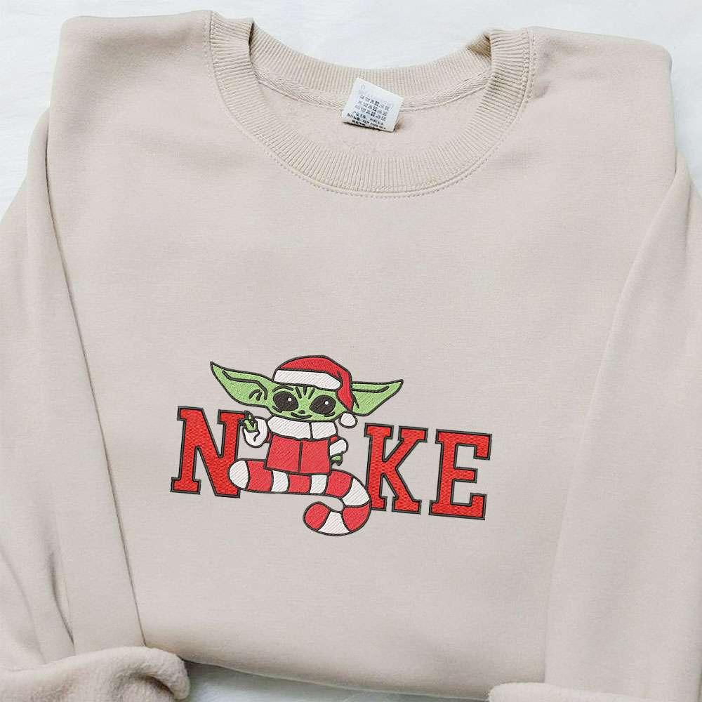 Bad Yoda Santa Claus Christmas x Nike Embroidered Sweatshirt Movie Christmas Embroidered Shirt Best Christmas Gift Ideas
