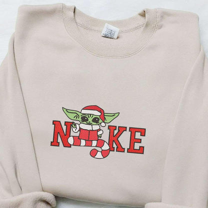 Bad Yoda Santa Claus Christmas x Nike Embroidered Sweatshirt Movie Christmas Embroidered Shirt Best Christmas Gift Ideas