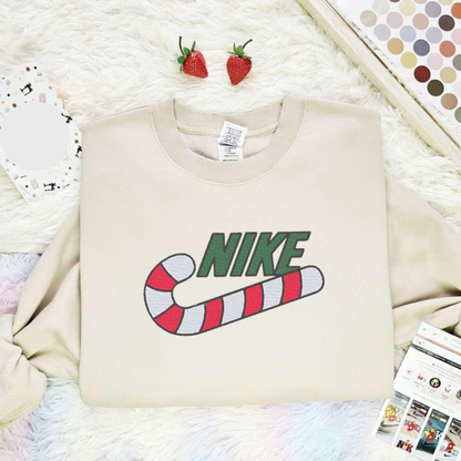 Candy Cane Christmas Embroidered Shirt, Best Christmas Gift Ideas For Family