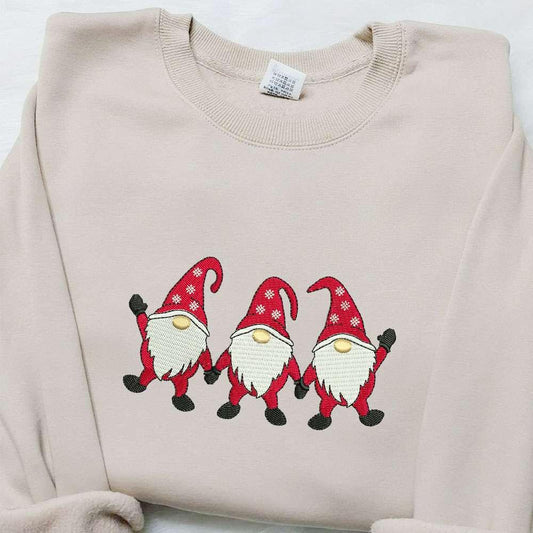 Three Gnomes Christmas Holiday Embroidered T shirt Christmas Embroidered T shirt Best Christmas Gift Ideas For Family