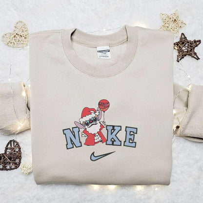 Stitch Santa Balloon x Nike Christmas Embroidered Sweatshirt Disney Movie Christmas Embroidered Shirt Best Christmas Gift Ideas