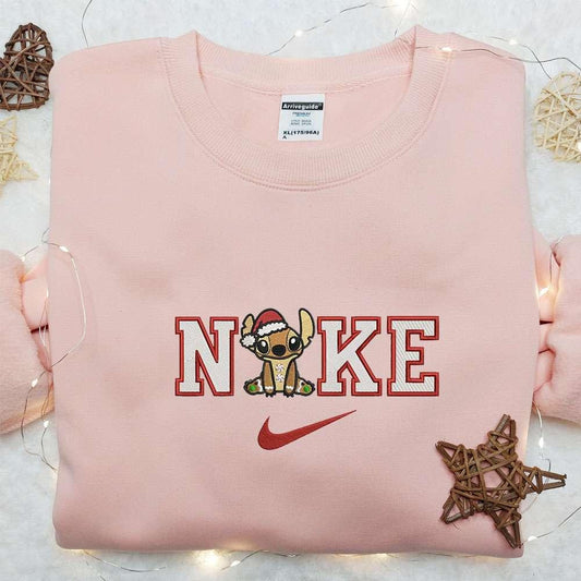 Stitch Gingerbread x Nike Embroidered Shirt Disney Characters Embroidered Hoodie Best Christmas Gifts For Family
