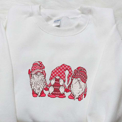 Three Gnomes Christmas Knitwear Embroidered Shirt Christmas Embroidered Hoodie Best Christmas Gifts For Family