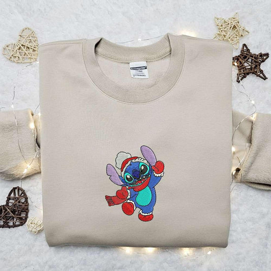 Stitch Cozy Christmas Embroidered Shirt Lilo And Stitch Disney Christmas Embroidered Shirt Best Christmas Gift Ideas