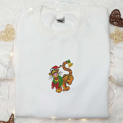 Tigger Xmas Embroidered Shirt Disney Characters Embroidered Hoodie Christmas Embroidered Shirt