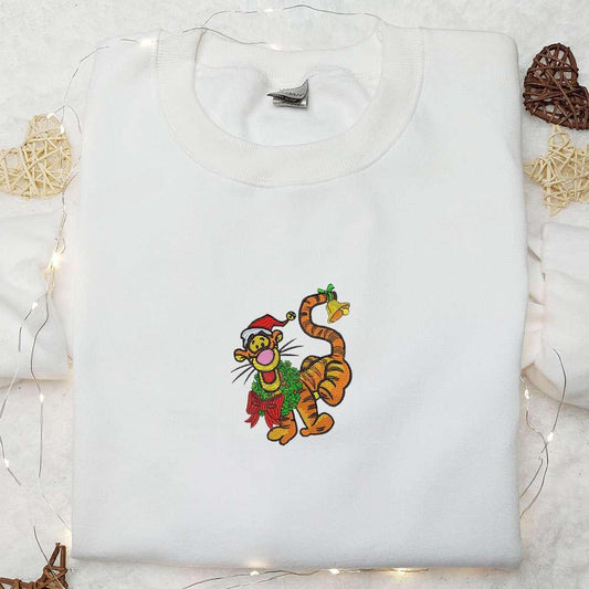 Tigger Xmas Embroidered Shirt Disney Characters Embroidered Hoodie Christmas Embroidered Shirt