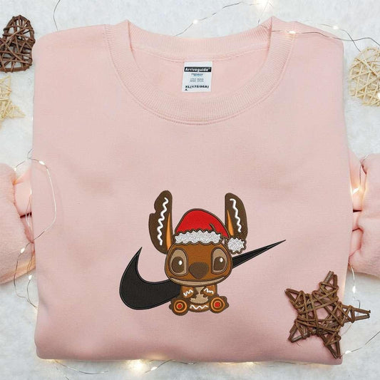 Stitch Gingerbread x Cloud Nike Swoosh Embroidered Shirt Christmas Embroidered Hoodie Best Gifts For Family