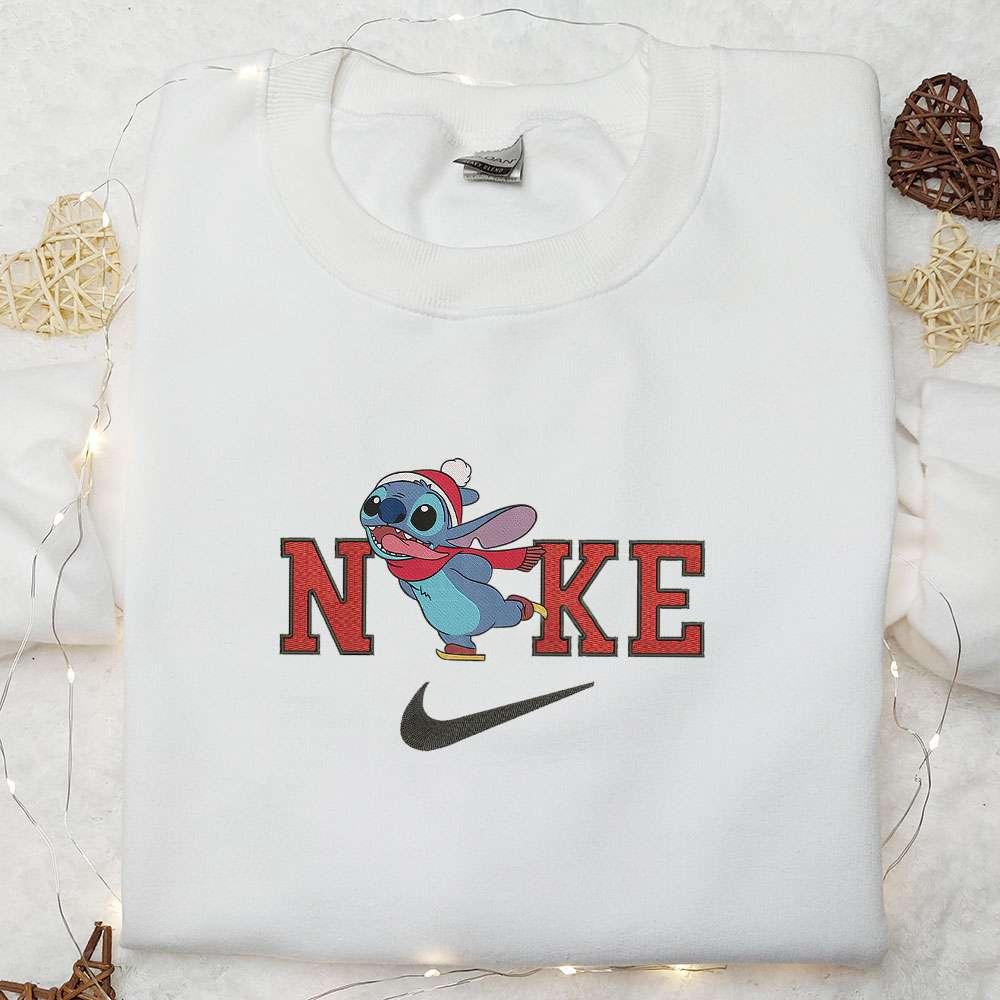 Stitch Ski x Nike Christmas Embroidered Sweatshirt Movie Christmas Embroidered Shirt Best Christmas Gift Ideas
