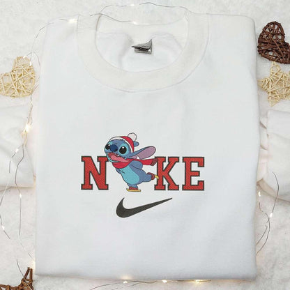 Stitch Ski x Nike Christmas Embroidered Sweatshirt Movie Christmas Embroidered Shirt Best Christmas Gift Ideas