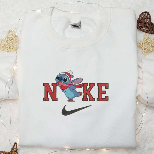 Stitch Ski x Nike Christmas Embroidered Sweatshirt Movie Christmas Embroidered Shirt Best Christmas Gift Ideas