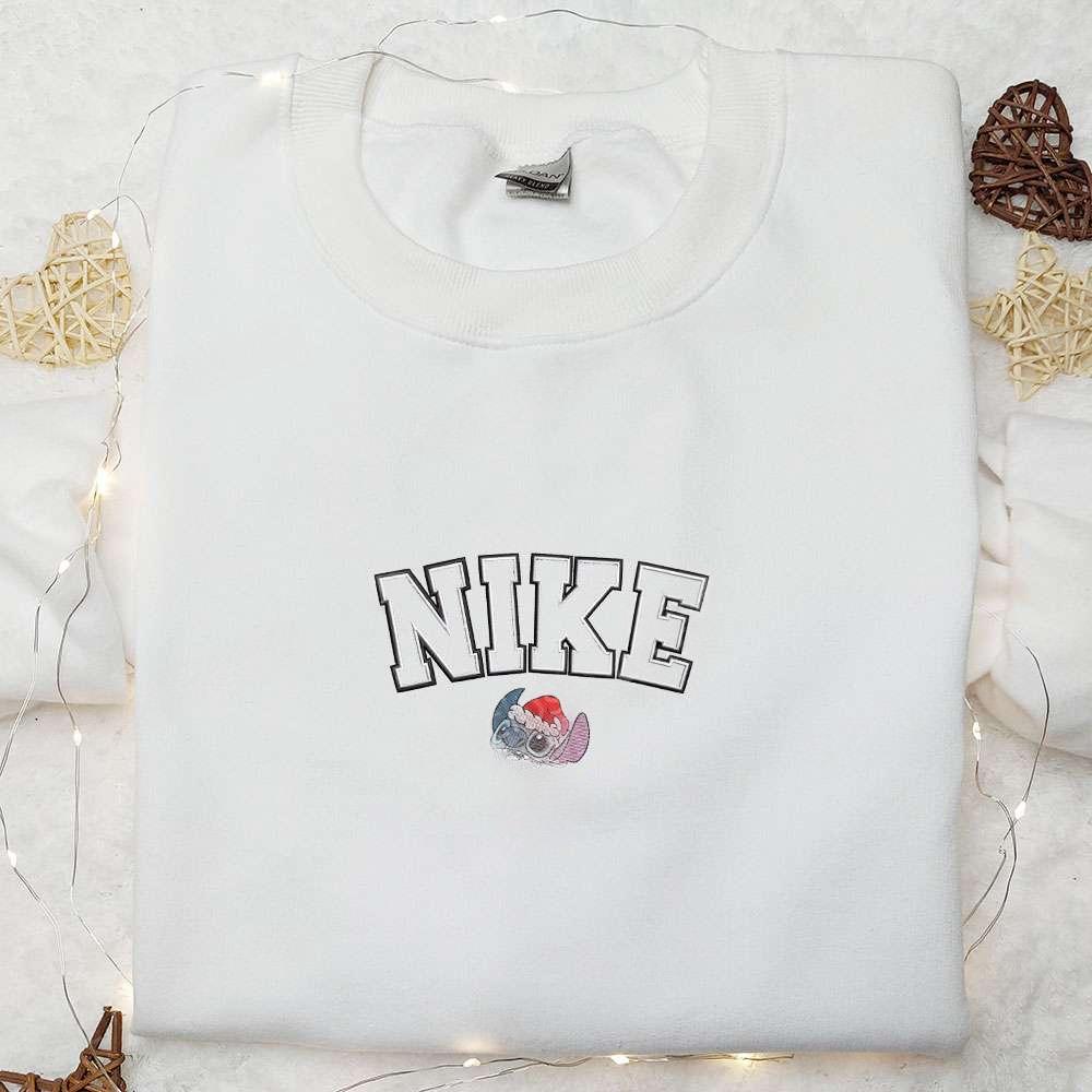 Stitch With Christmas Lights x Nike Embroidered Shirt Disney Characters Embroidered Hoodie Best Christmas Gifts For Family