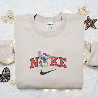 Stitch Santa Love Cake x Nike Christmas Embroidered Sweatshirt Movie Christmas Embroidered Shirt Best Christmas Gift Ideas