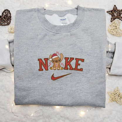 Stitch Gingerbread x Nike Christmas Embroidered Sweatshirt Movie Merry Christmas Embroidered Shirt Best Christmas Day Gift Ideas