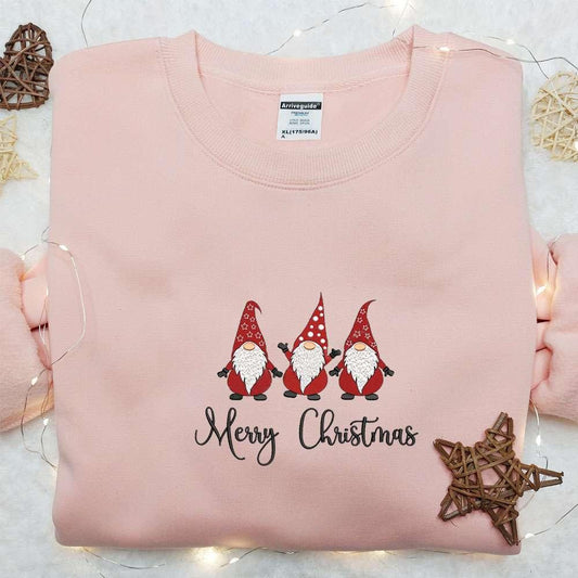 Three Gnomes Merry Christmas Embroidered Shirt Christmas Embroidered Hoodie Best Christmas Gifts For Family 1