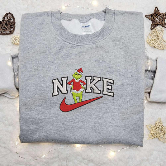 The Grinch Christmas x Nike Movie Embroidered Sweatshirt Christmas Embroidered Shirt Best Christmas Gift Ideas