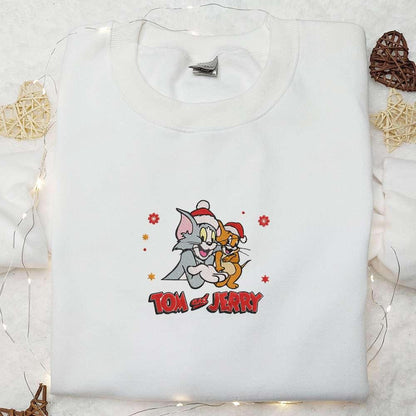 Tom And Jerry Christmas Embroidered Sweatshirt Movie Merry Christmas Embroidered Shirt Best Christmas Day Gift Ideas