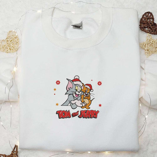 Tom And Jerry Christmas Embroidered Sweatshirt Movie Merry Christmas Embroidered Shirt Best Christmas Day Gift Ideas