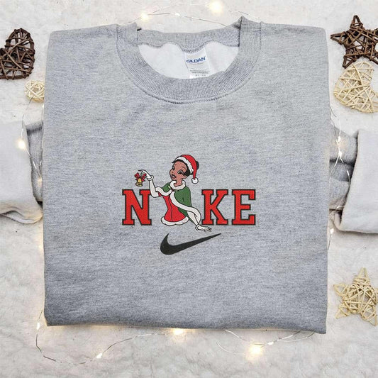 Tiana Christmas x Nike Embroidered Sweatshirt Cartoon Christmas Embroidered Shirt Best Christmas Gift Ideas