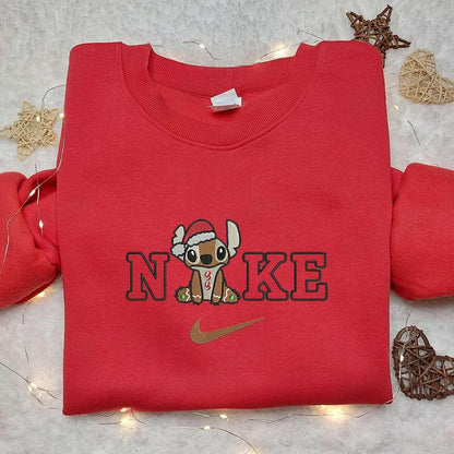 Stitch Gingerbread x Nike Embroidered Sweatshirt Nike Inspired Embroidered Shirt Best Christmas Gift Ideas