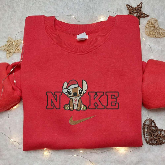 Stitch Gingerbread x Nike Embroidered Sweatshirt Nike Inspired Embroidered Shirt Best Christmas Gift Ideas
