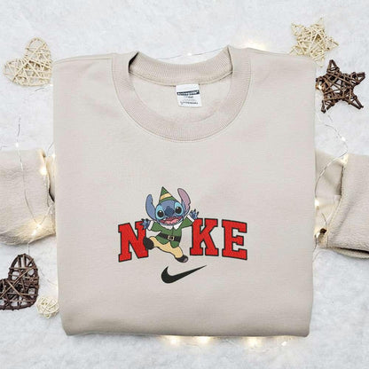 Stitch Noel Disney x Nike Christmas Embroidered Sweatshirt Christmas Embroidered Shirt Best Christmas Gift Ideas