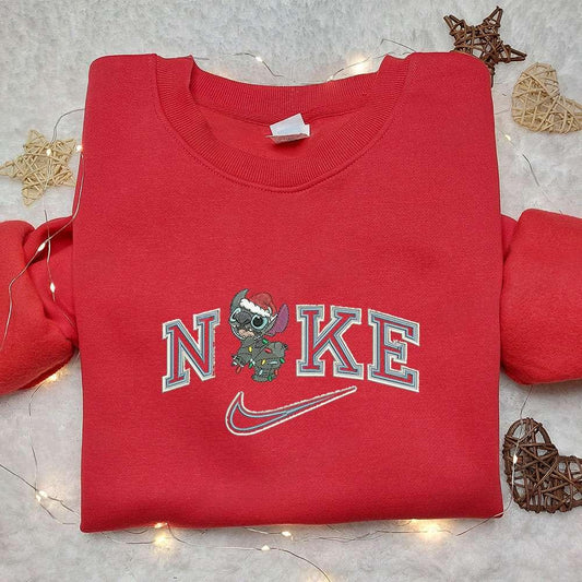 Stitch Xmas x Nike Embroidered Sweatshirt Nike Inspired Embroidered Shirt Best Christmas Gift Ideas