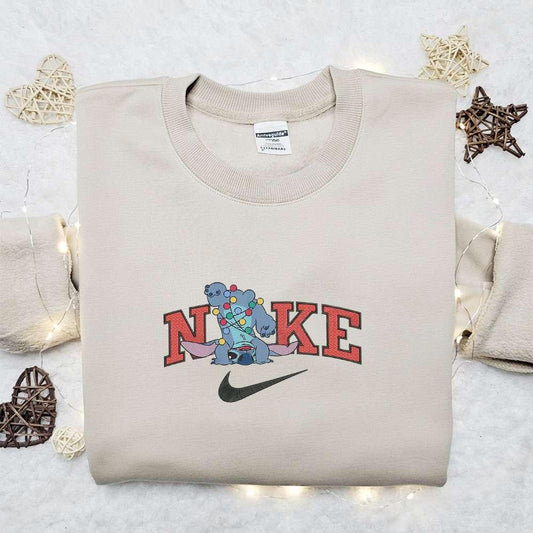 Stitch Handstand Christmas x Nike Embroidered Sweatshirt Movie Christmas Embroidered Shirt Best Christmas Gift Ideas