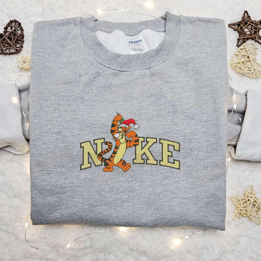 Tigger Xmas x Nike Embroidered Sweatshirt Walt Disney Characters Embroidered Shirt Best Christmas Gift Ideas