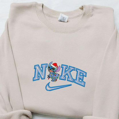 Stitch Xmas x Nike Embroidered Shirt Christmas Embroidered Hoodie Best Gift Ideas For Family