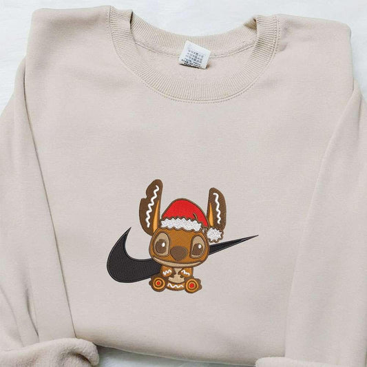 Stitch Gingerbread x Nike Embroidered Shirt Christmas Embroidered Hoodie Best Gifts For Family