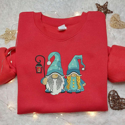 Two Winter Gnomes Embroidered Shirt Christmas Embroidered Hoodie Best Gifts For Family