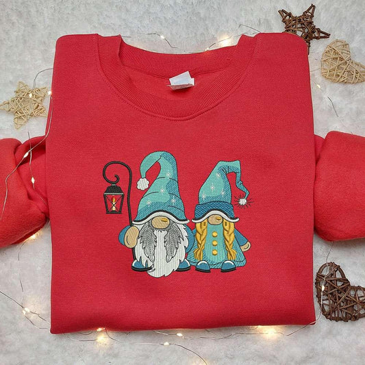 Two Winter Gnomes Embroidered Shirt Christmas Embroidered Hoodie Best Gifts For Family