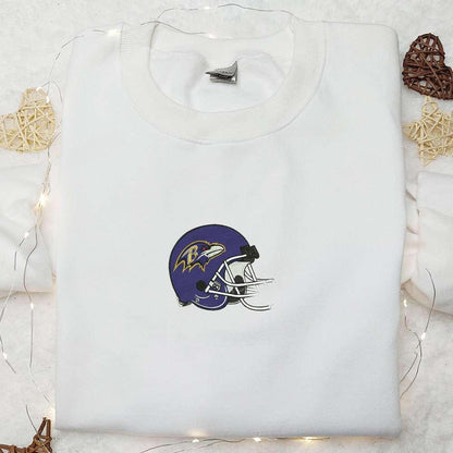 Baltimore Ravens Helmet Embroidered Shirt NFL Sports Embroidered Hoodie Best Gift Idea