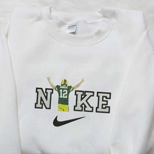 Aaron Rodgers x Nike NFL Embroidered Shirt Sport Embroidered Sweatshirt Nike Inspired Embroidered Hoodie
