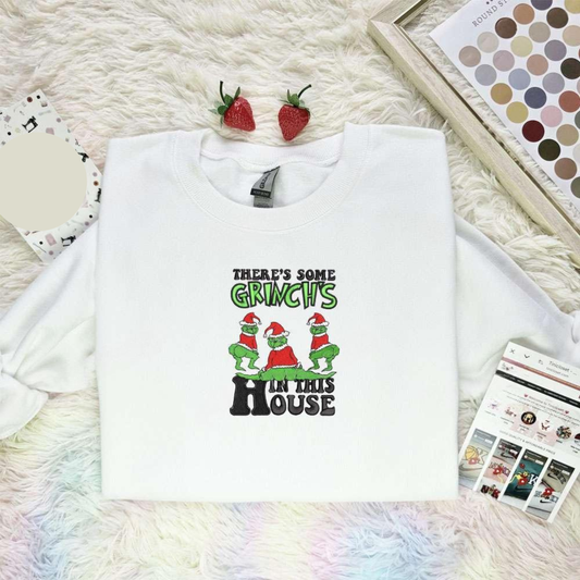 Theres Some Grinchs In This House Christmas Embroidered Shirt, Best Christmas Gift Ideas For Family