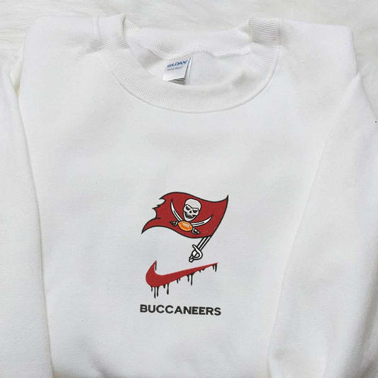 Tampa Bay Buccaneers x Nike Swoosh Drip Embroidered Shirt NFL Sports Embroidered Hoodie Best Fandom Gift Ideas