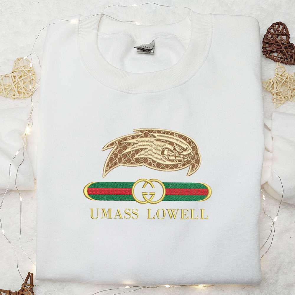 UMass Lowell River Hawks x Gucci Embroidered Shirt NCAA Sports Embroidered Hoodie Best Gift Idea