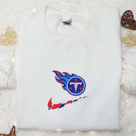Tennessee Titans x Nike Swoosh Embroidered Shirt NFL Sports Embroidered Hoodie Best Gift Idea 1