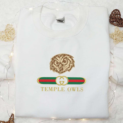 Temple Owls x Gucci Embroidered Shirt NCAA Sports Embroidered Hoodie Best Gift Idea
