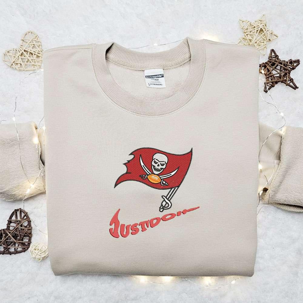 Tampa Bay Buccaneers Just Do It x Nike Swoosh Embroidered Shirt NFL Sports Embroidered Hoodie Best Gift Idea