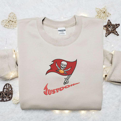 Tampa Bay Buccaneers Just Do It x Nike Swoosh Embroidered Shirt NFL Sports Embroidered Hoodie Best Gift Idea