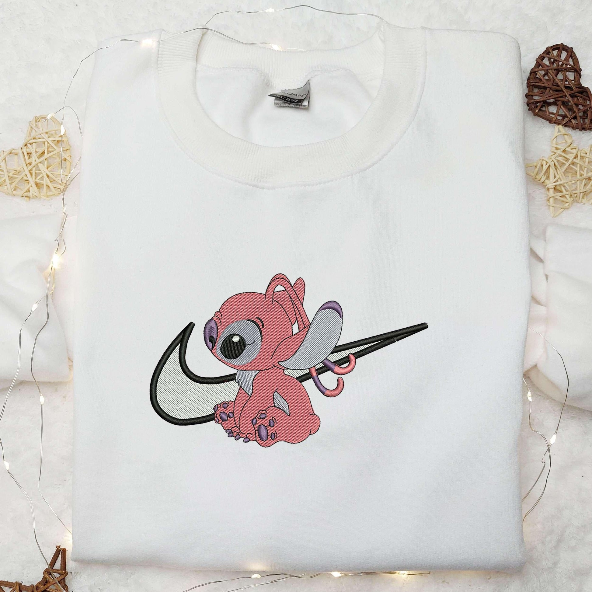 Stitch Nike Swoosh Embroidered Shirt Nike Inspired Embroidered Shirt Disney Shirts for Family