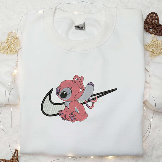 Stitch Nike Swoosh Embroidered Shirt Nike Inspired Embroidered Shirt Disney Shirts for Family