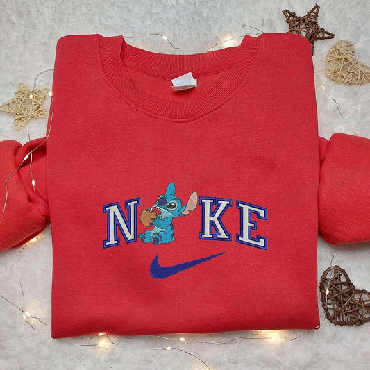 Stitch Coconut x Nike Embroidered Sweatshirt Lilo and Stitch Cartoon Embroidered Shirt Nike Inspired Embroidered Shirt