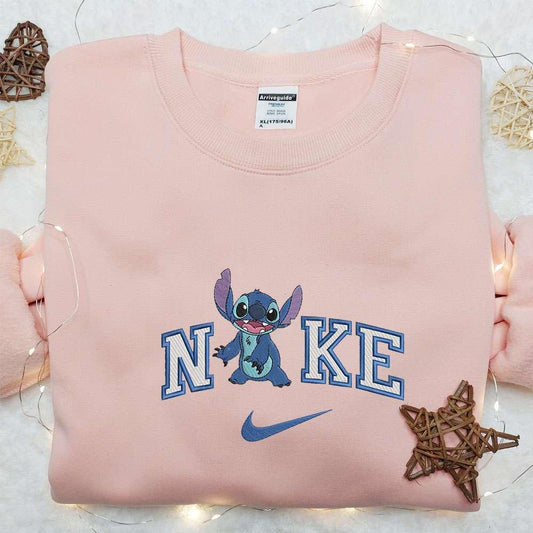 Stitch Laughing x Nike Embroidered Sweatshirt Lilo and Stitch Disney Embroidered Shirt The Best Gift